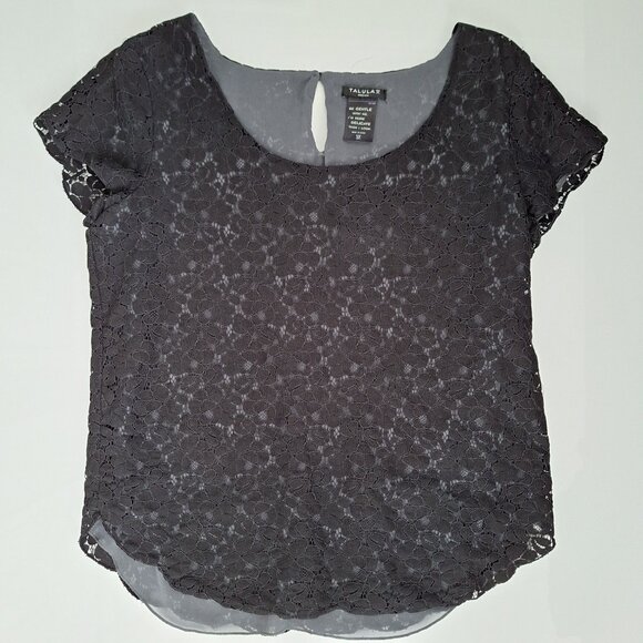 Talula Black Lace Short Sleeve Top - Picture 1 of 8